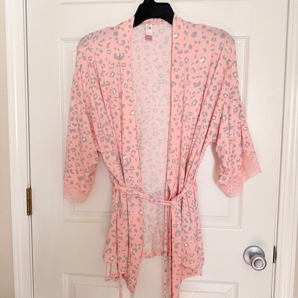 Secret Treasures Maternity Pink Leopard Print Lace Trim Robe 2XL-3XL Loungewear